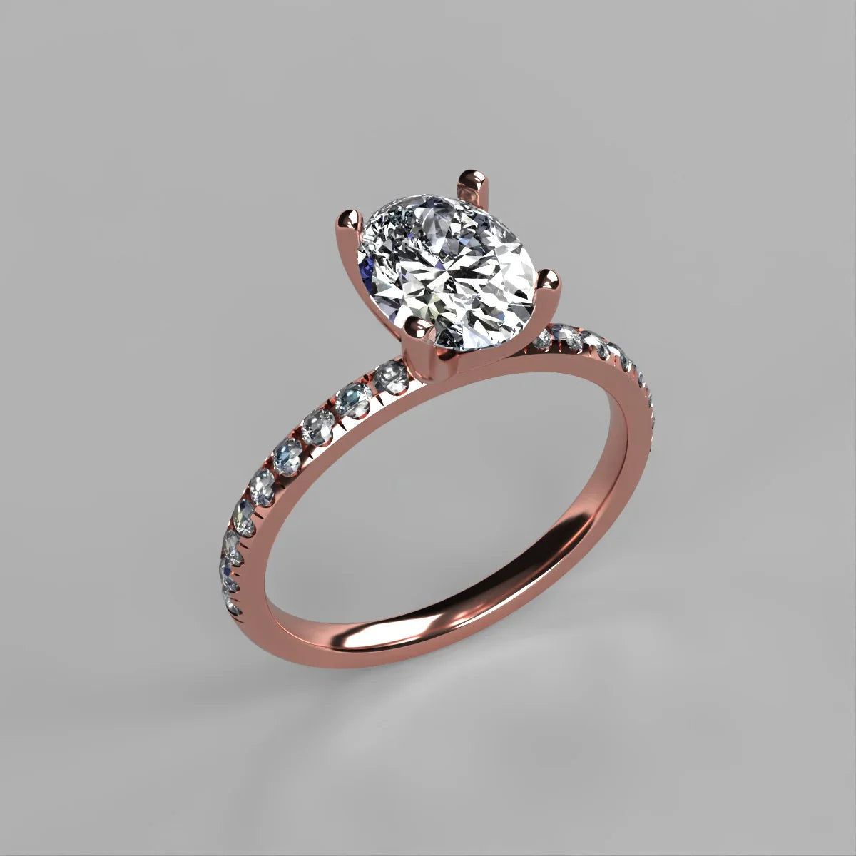 Anillo Meghan en oro rosa corte oval con diamante natural GIA