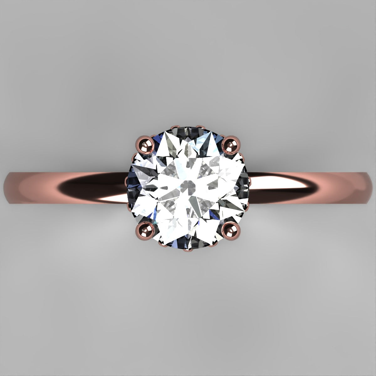 Anillo Eva en oro corte redondo