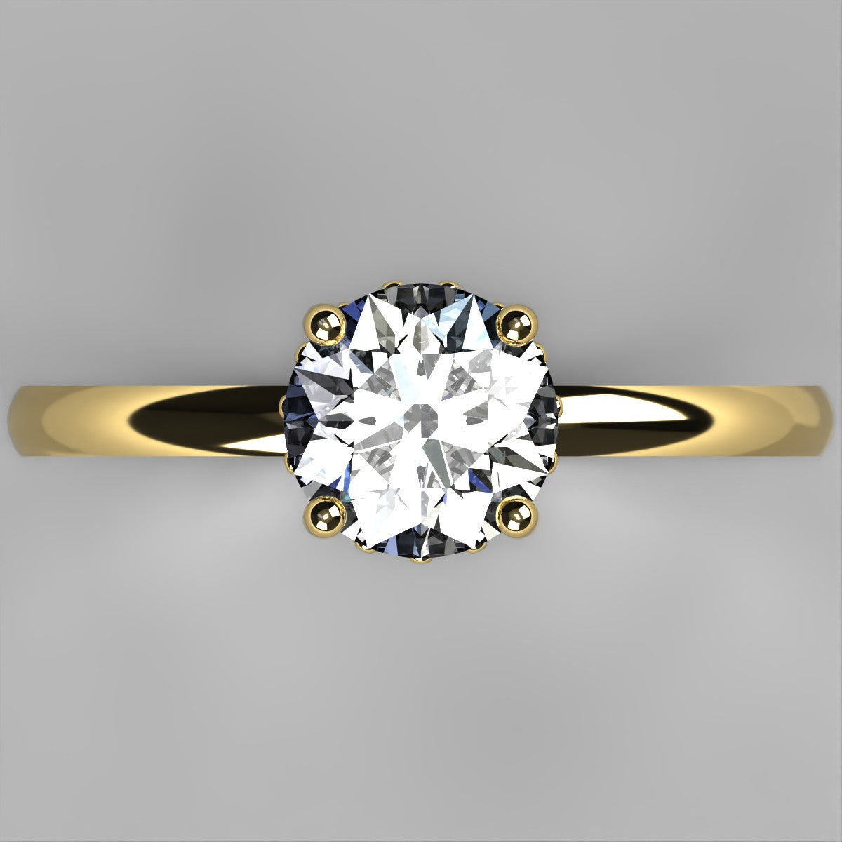 Anillo Eva en oro corte redondo