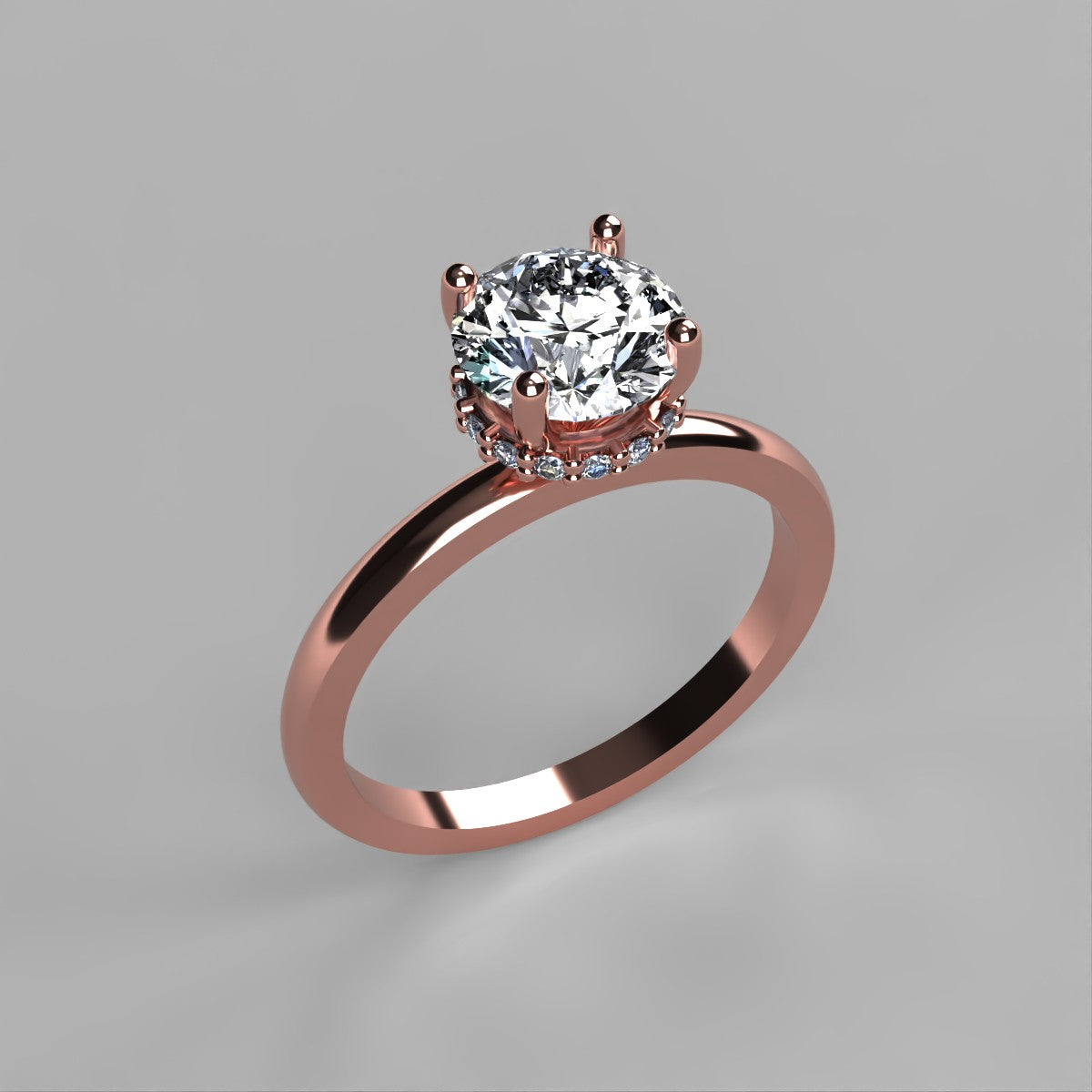 Anillo Eva en oro corte redondo
