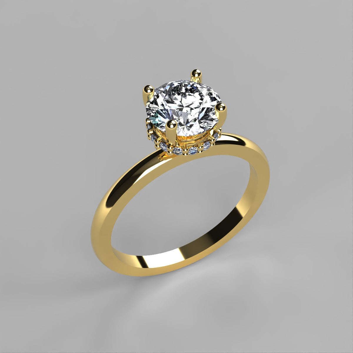 Anillo Eva en oro corte redondo