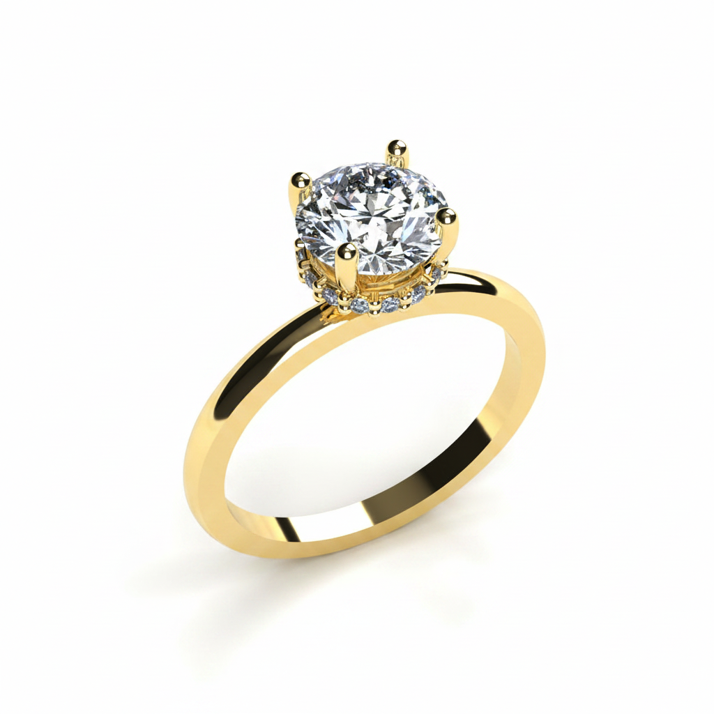 Anillo Eva en oro con moissanita corte redondo 1.00 ct