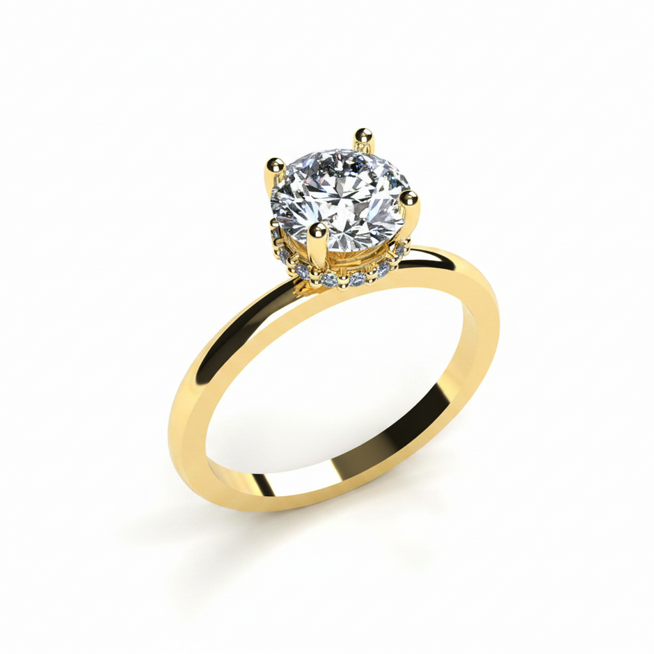 Anillo Eva en oro corte redondo