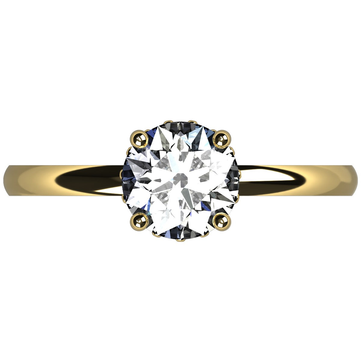 Anillo Eva en oro corte redondo