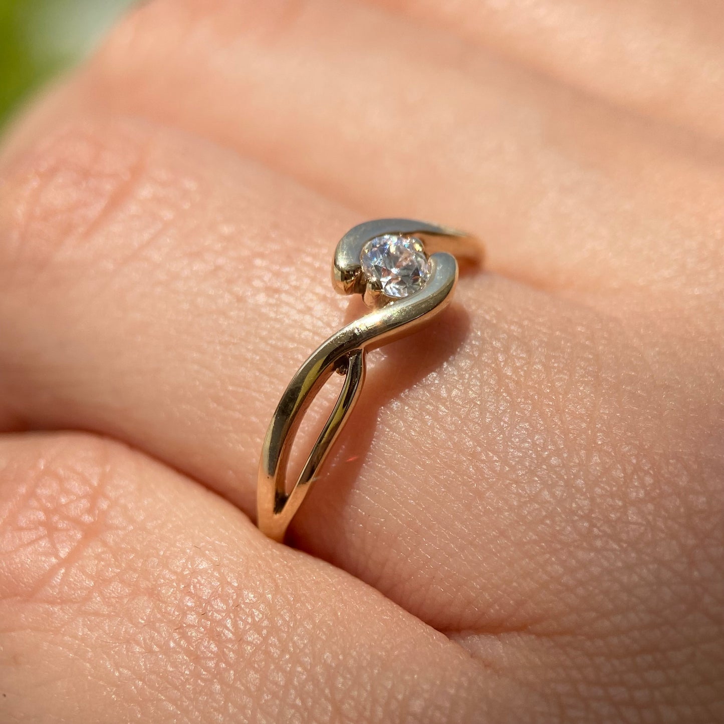 14k yellow gold ring with white zirconia Cod. MAN245