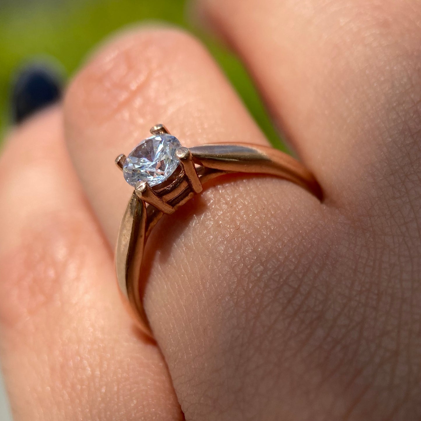 10k rose gold ring with white zirconia Cod.MAN-NA