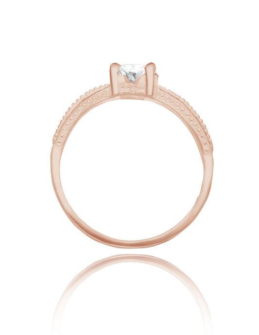 Anillo Fanny en oro rosa 10k con circonia blanca