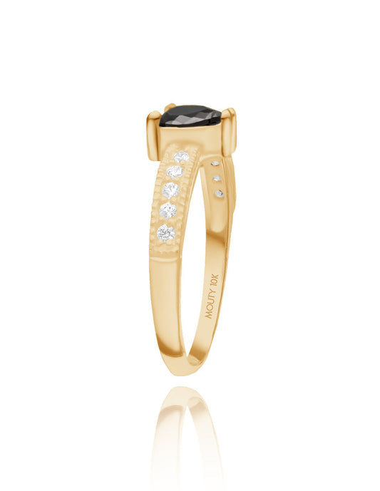 Anillo Fanny en oro amarillo 18k con circonia negra