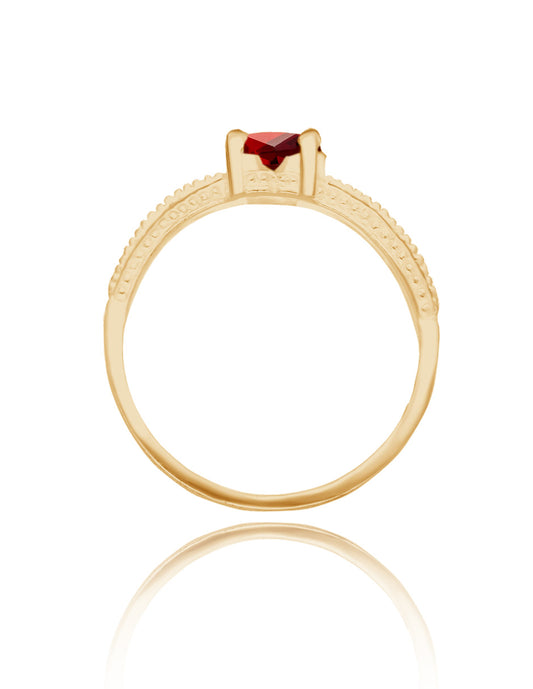 Anillo Fanny en oro amarillo 18k con circonia roja