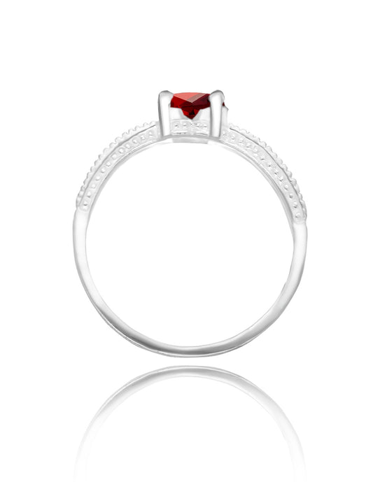 Anillo Fanny en oro blanco 14k con circonia roja