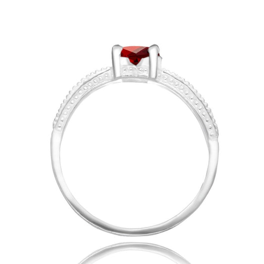 Anillo Fanny en oro blanco 18k con circonia roja