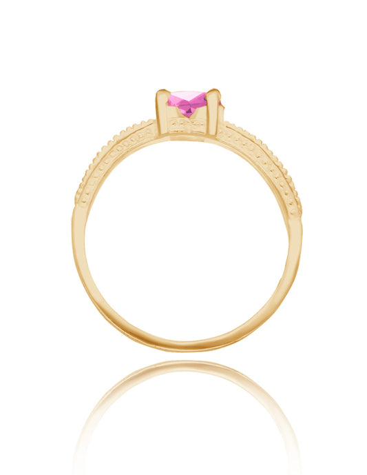 Anillo Fanny en oro amarillo 14k con circonia rosa