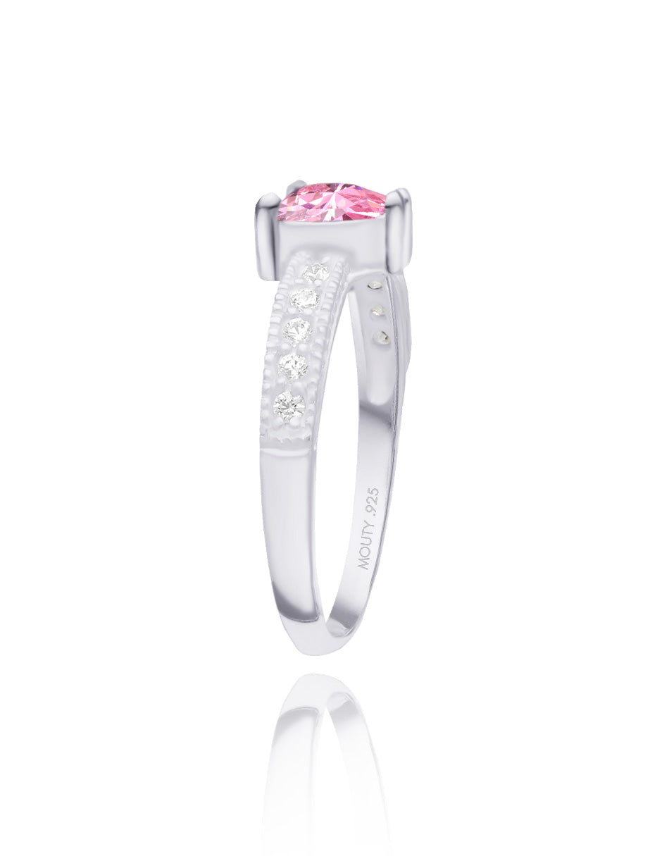 Anillo Fanny en plata con circonia rosa