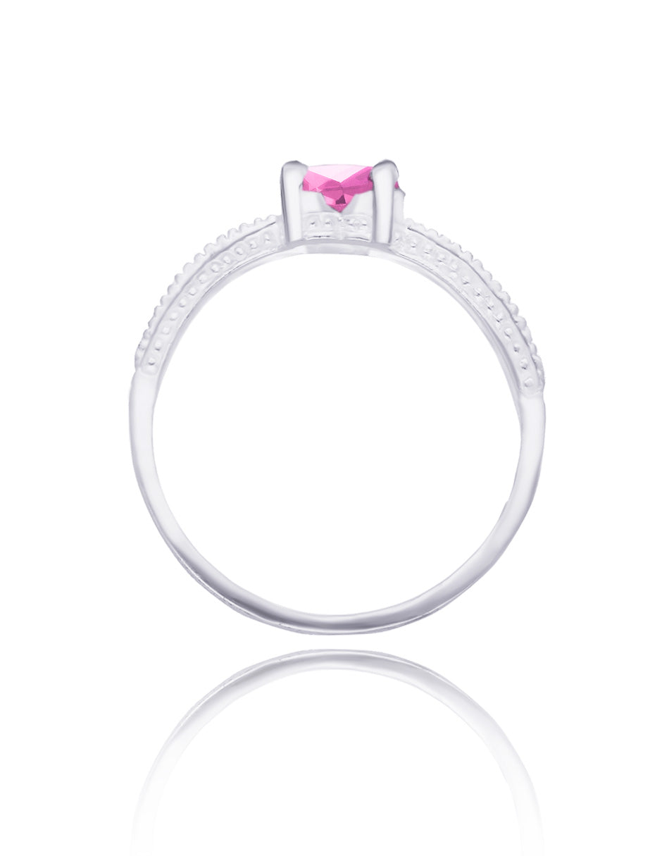 Anillo Fanny en plata con circonia rosa