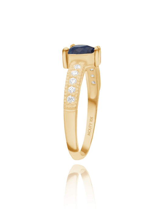 Anillo Fanny en oro amarillo 18k con circonia azul rey