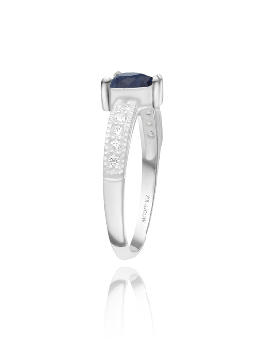 Anillo Fanny en oro blanco 18k con circonia azul rey