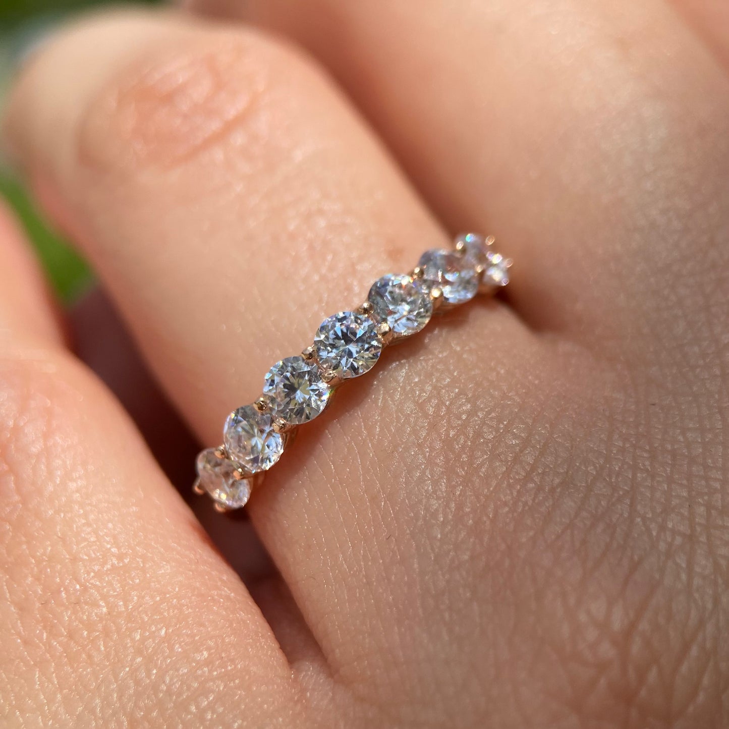 Half churumbela ring in 14k rose gold with white zirconia Cod: MAN258