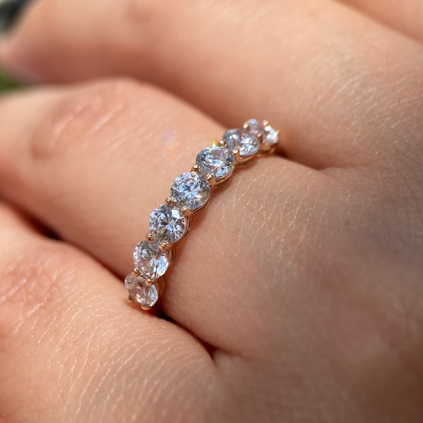 Half churumbela ring in 14k rose gold with white zirconia Cod: MAN258
