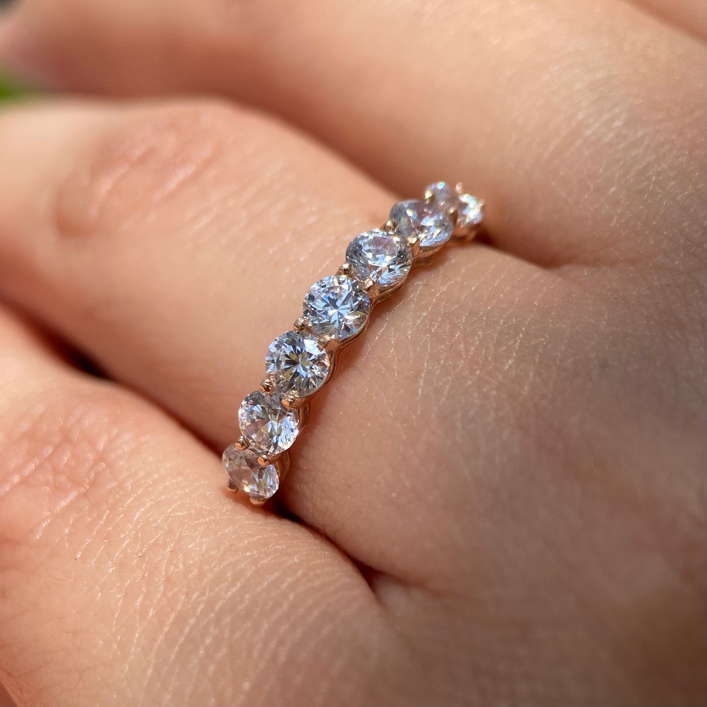 Half churumbela ring in 14k rose gold with white zirconia Cod: MAN258