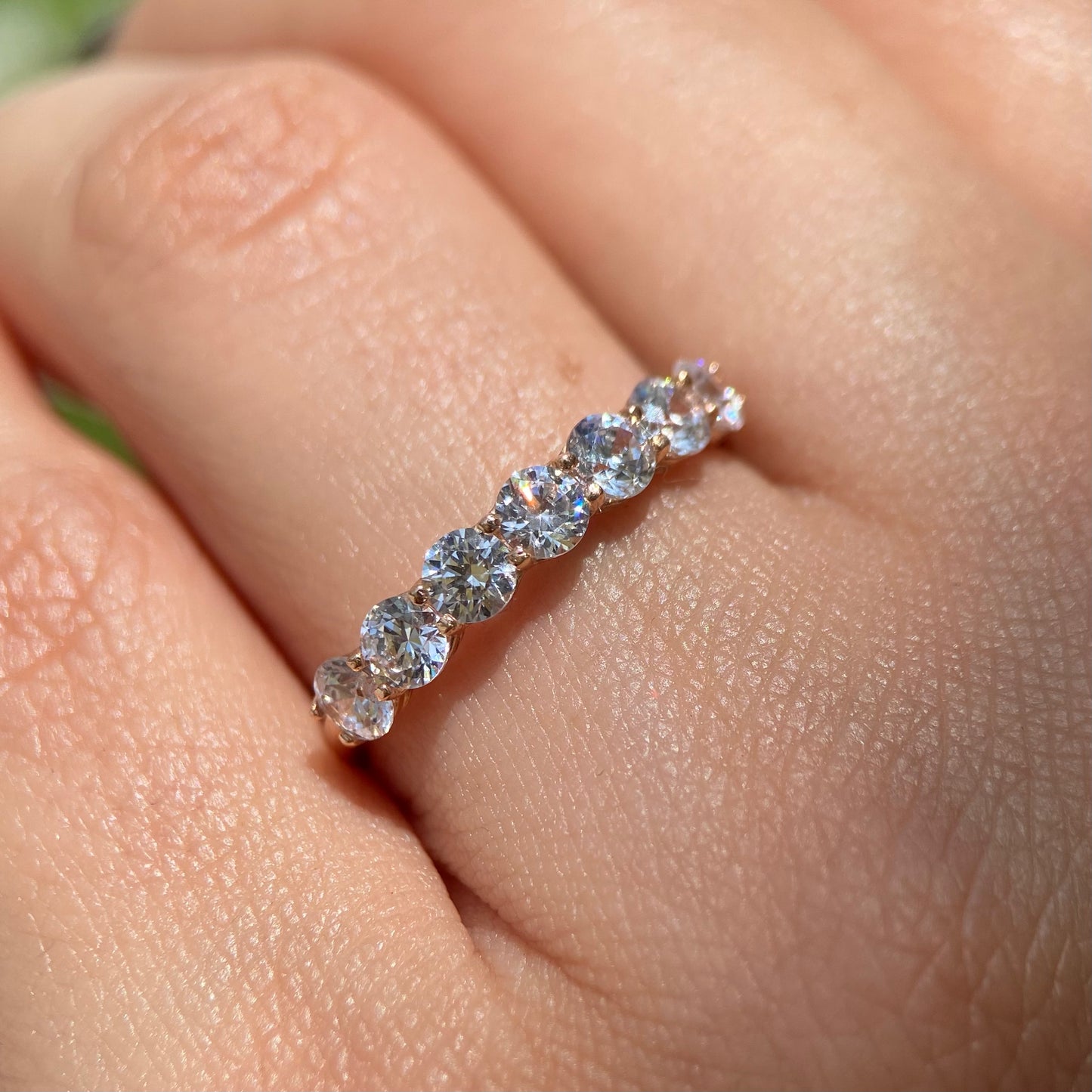 Half churumbela ring in 14k rose gold with white zirconia Cod: MAN258