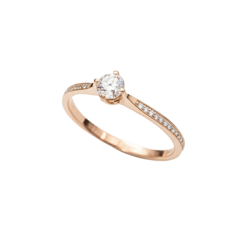 Anillo Lahia en oro rosa 10k con circonia