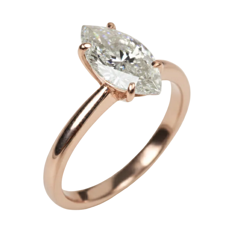 Anillo Emily en oro corte marquise