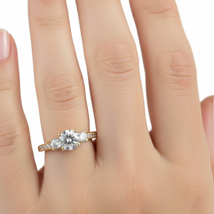 Cielo ring in 10k yellow gold with blue zirconia