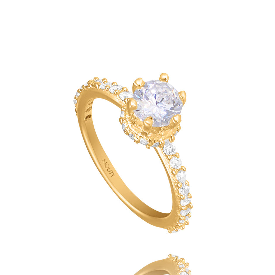 Anillo Helena en oro corte redondo