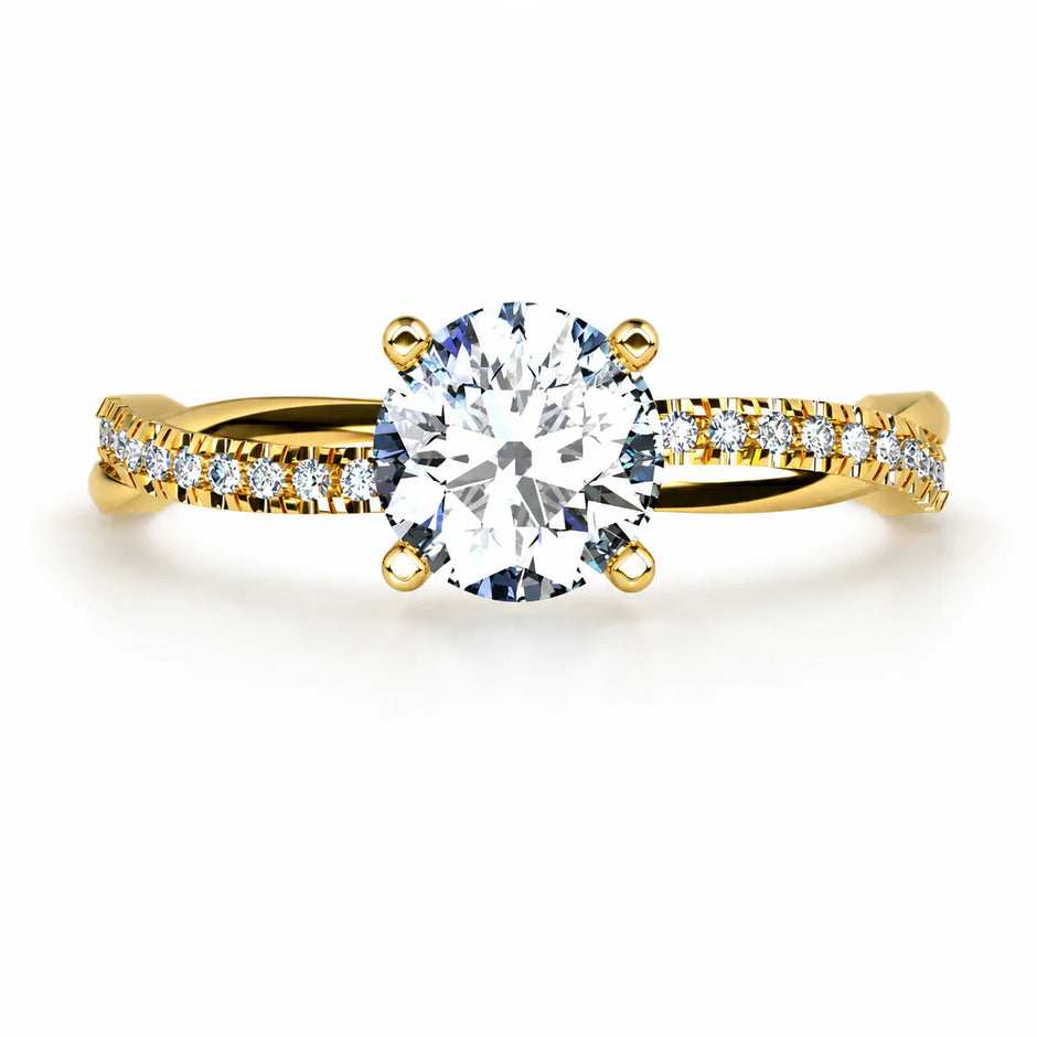 Anillo Slim en oro amarillo corte redondo con diamante de laboratorio IGI