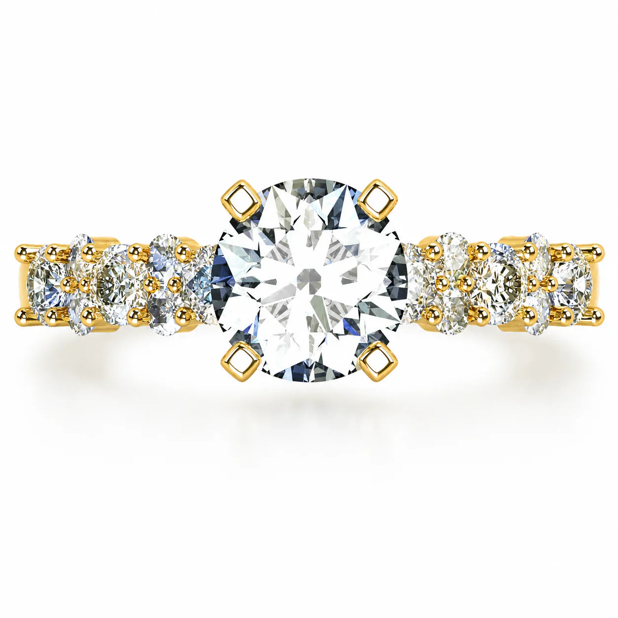 Anillo Danna en oro amarillo corte redondo con diamante natural GIA