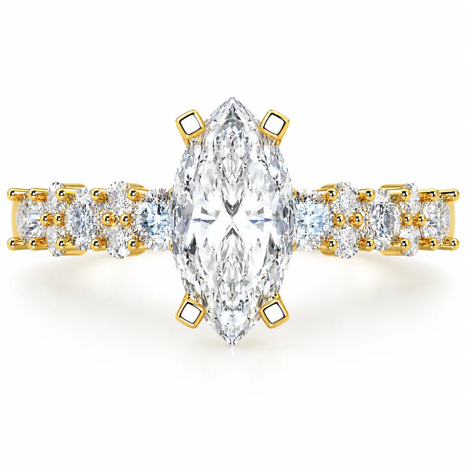 Anillo Danna en oro amarillo corte marquise con diamante de laboratorio IGI