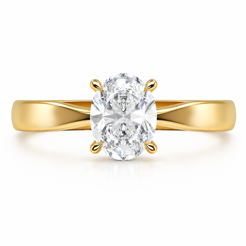 Anillo Emily en oro amarillo corte oval con circonia