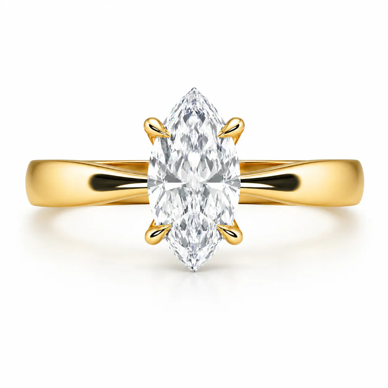 Anillo Emily en oro amarillo corte marquise con diamante natural GIA