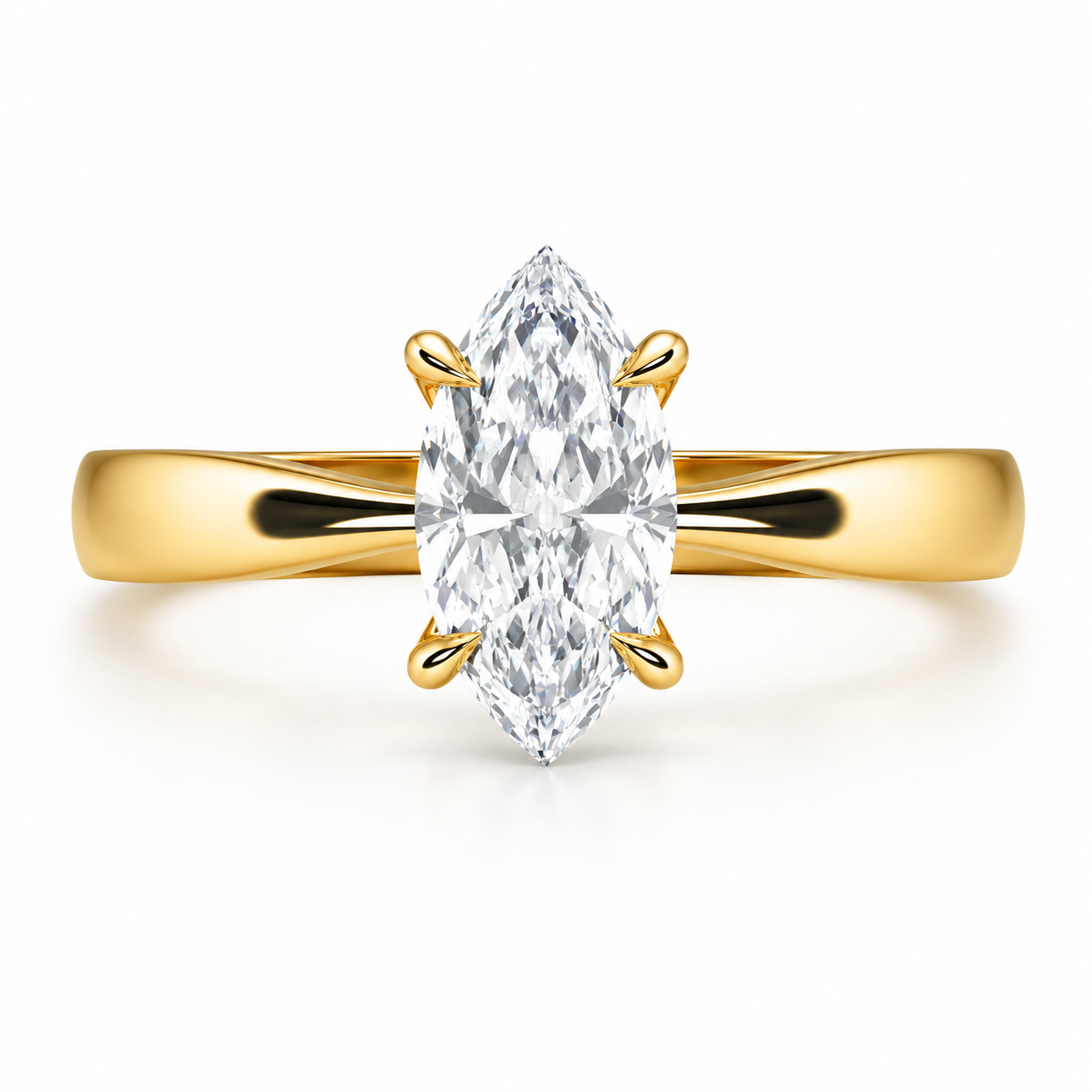 Anillo Emily en oro amarillo corte marquise con circonia