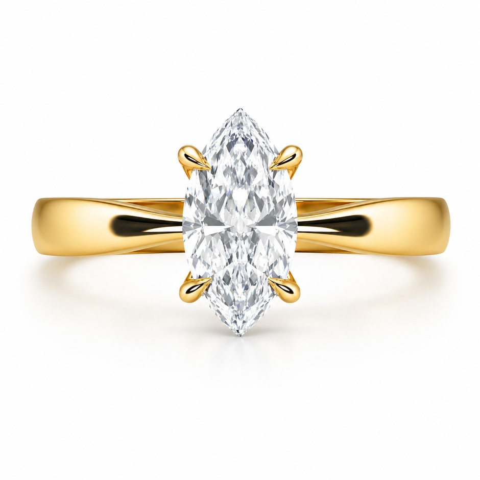 Anillo Emily en oro amarillo corte marquise con circonia