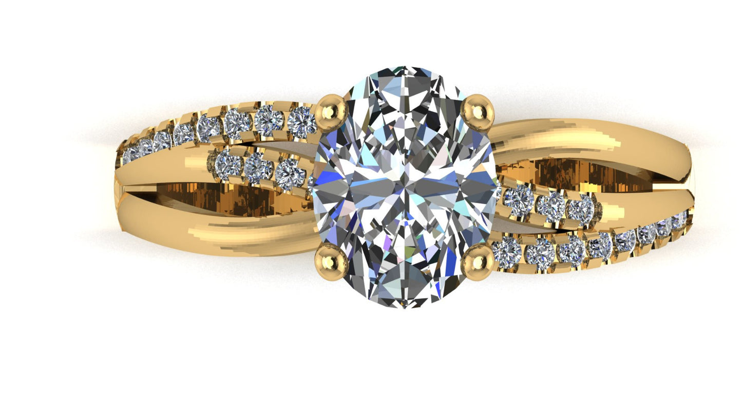 Anillo Athenas en oro corte oval