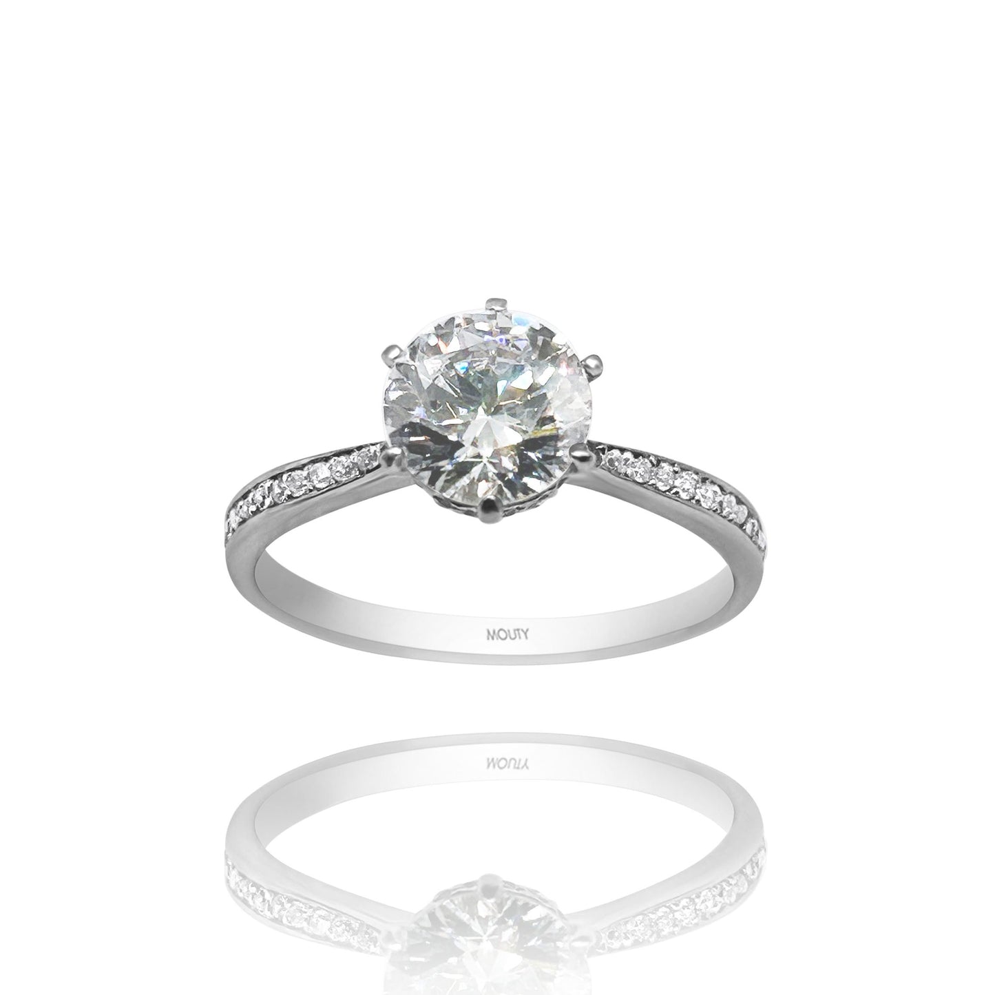 14K white gold ring with white zirconias Cod: MAN265