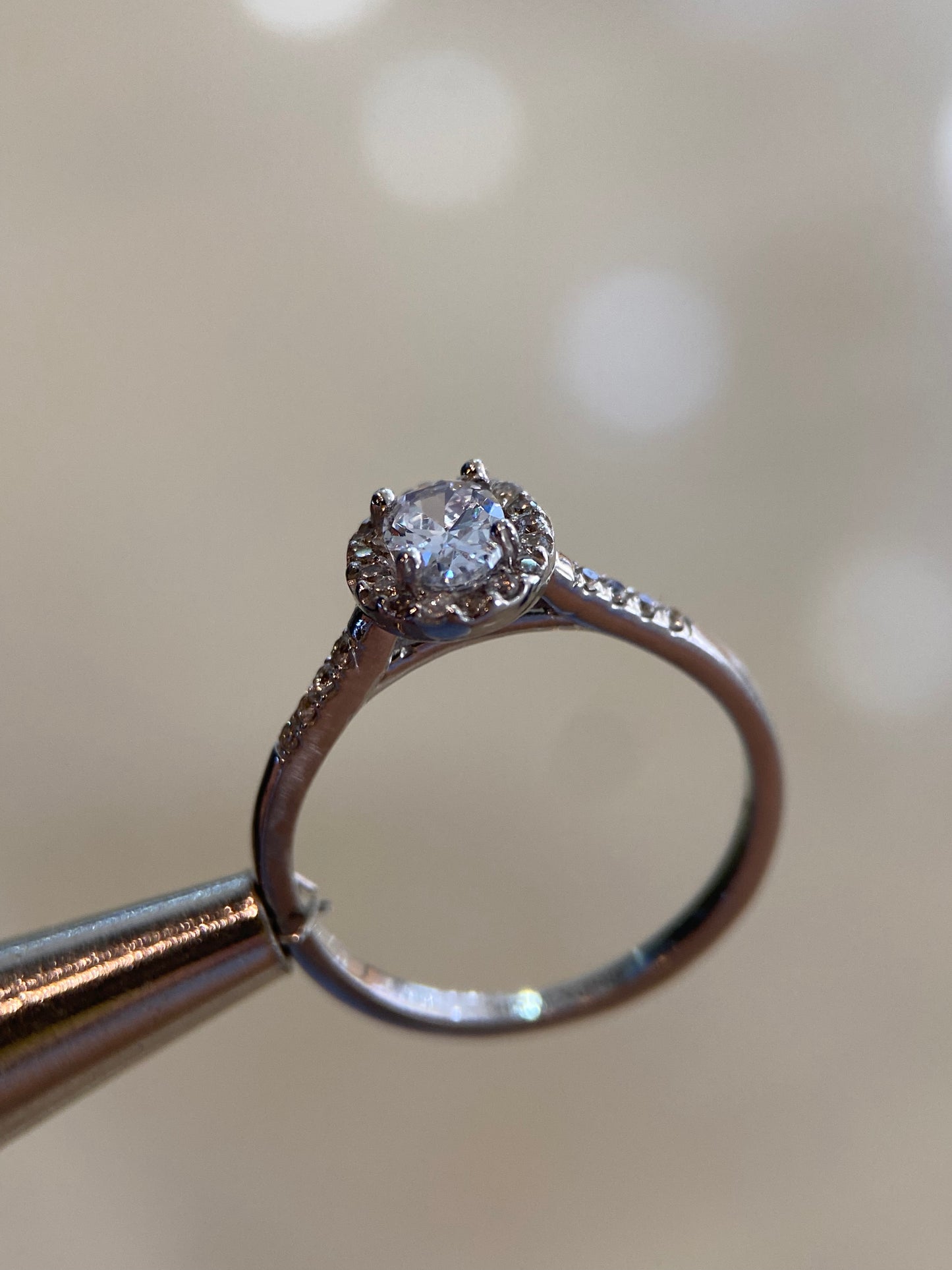 14K white gold ring with white zirconias Cod: MAN265