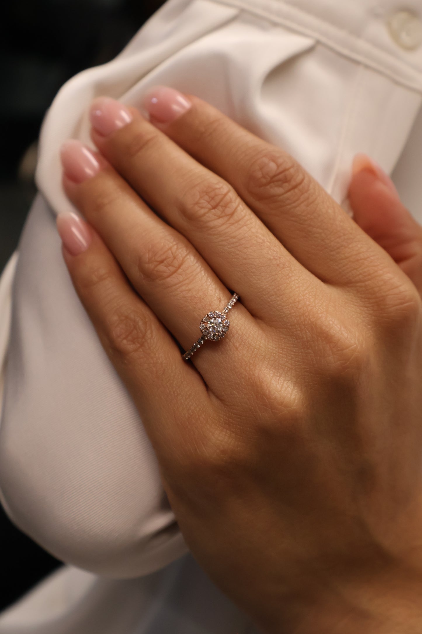 Anillo en oro rosa 14k con diamantes naturales .21 L .21 cts Mod: OF1692