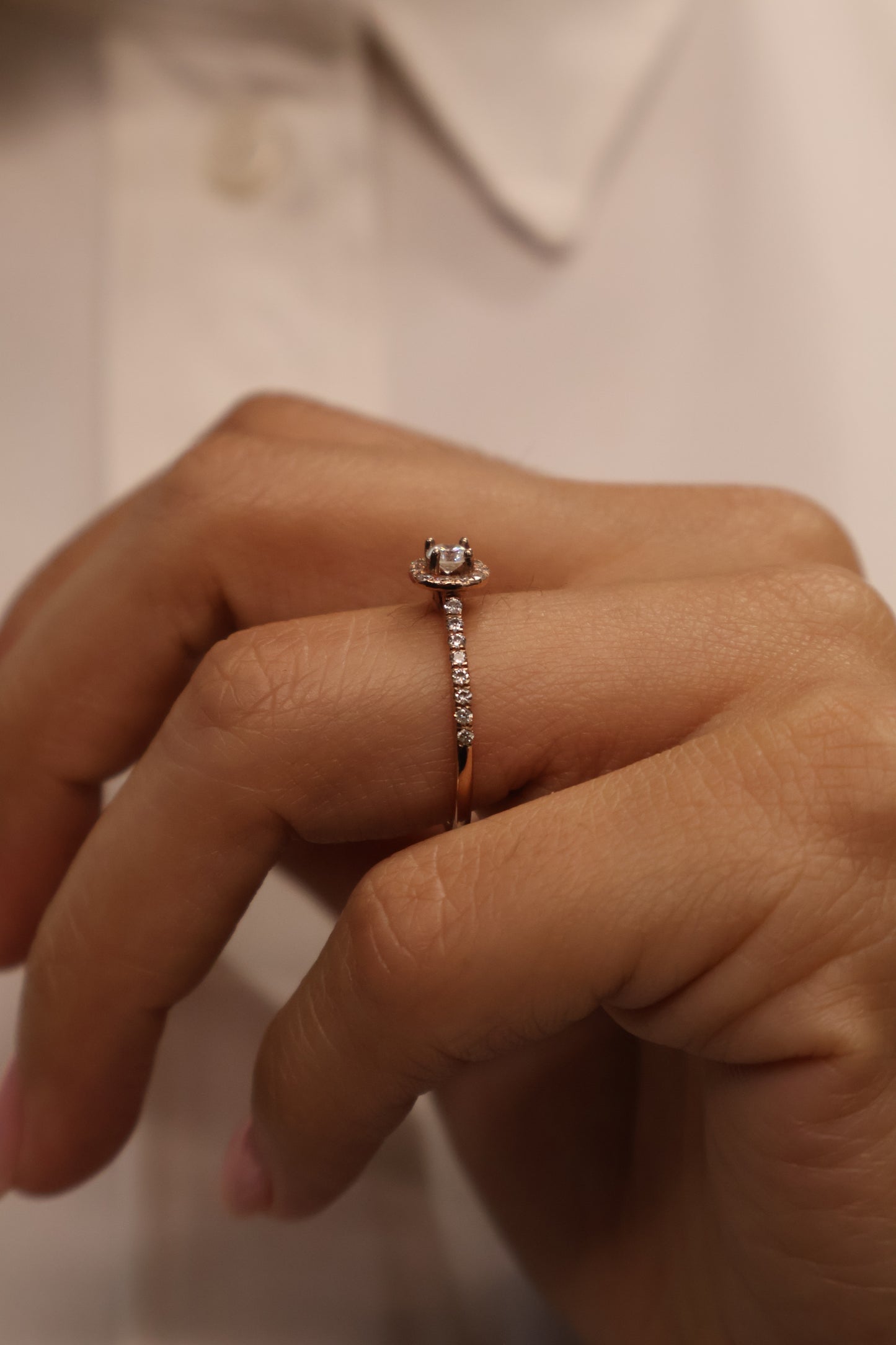 Anillo en oro rosa 14k con diamantes naturales .21 L .21 cts Mod: OF1692