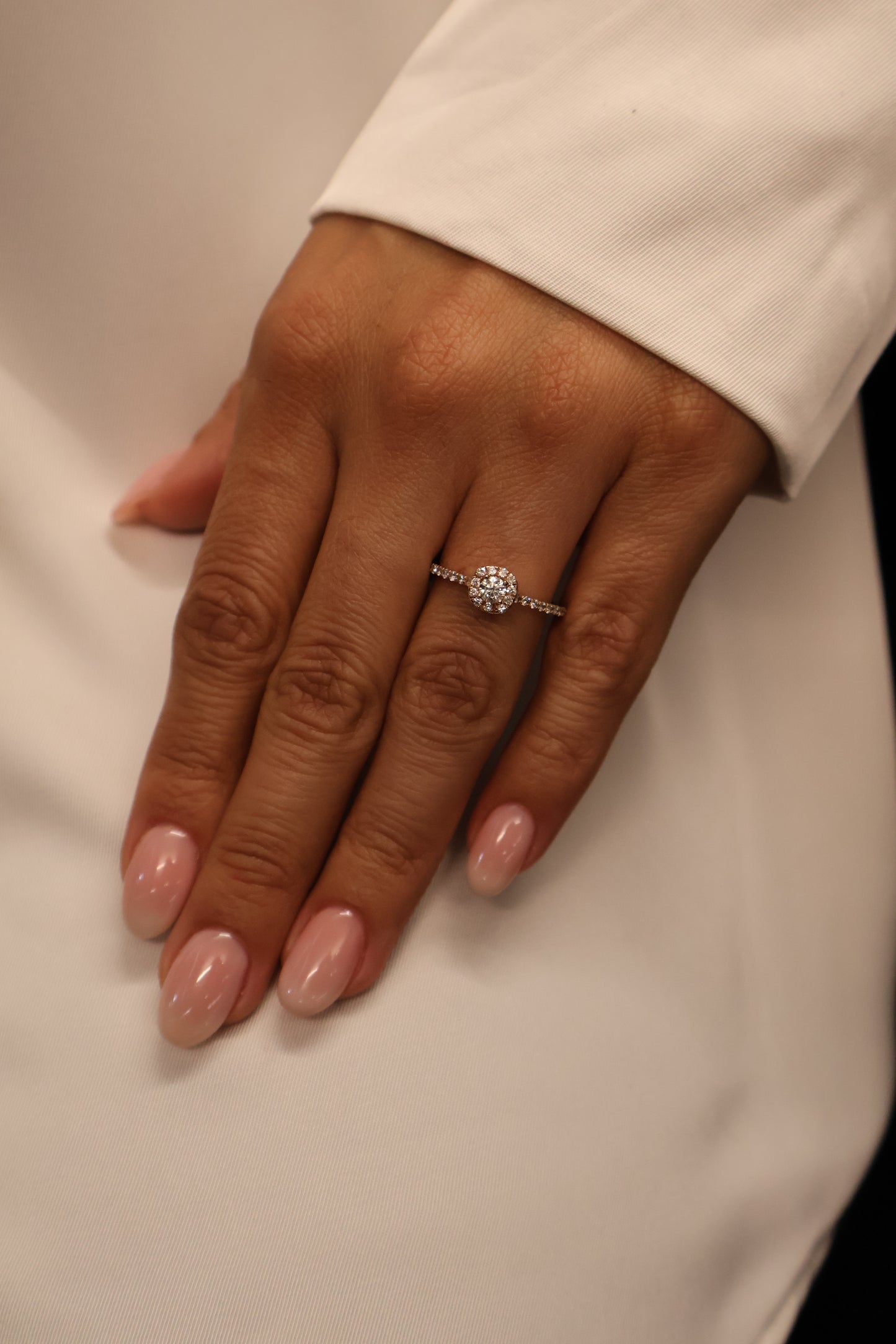 Anillo en oro rosa 14k con diamantes naturales .21 L .21 cts Mod: OF1692