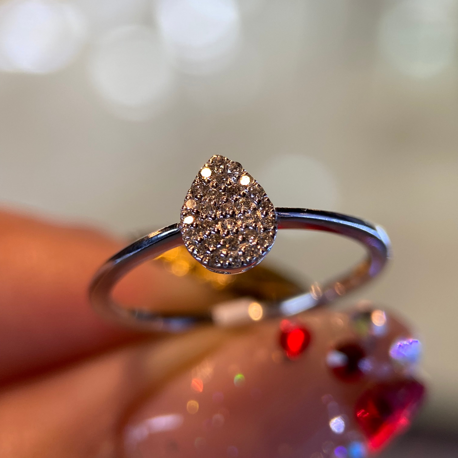 Anillo en Oro Blanco de 14k con Diamante Natural .15cts  Mod: OF2128