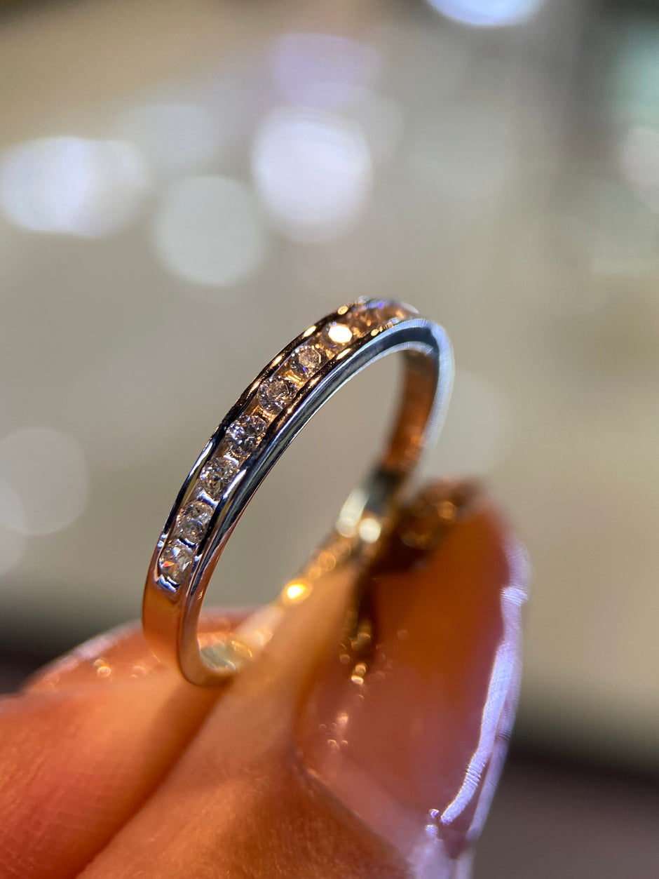 Media Churumbela en  Oro Amarillo 14k con Circonias Mod. 15315 Talla #7.5