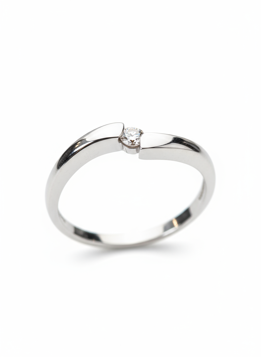 Anillo OF1505 en oro blanco 14k con diamante natural .08ct