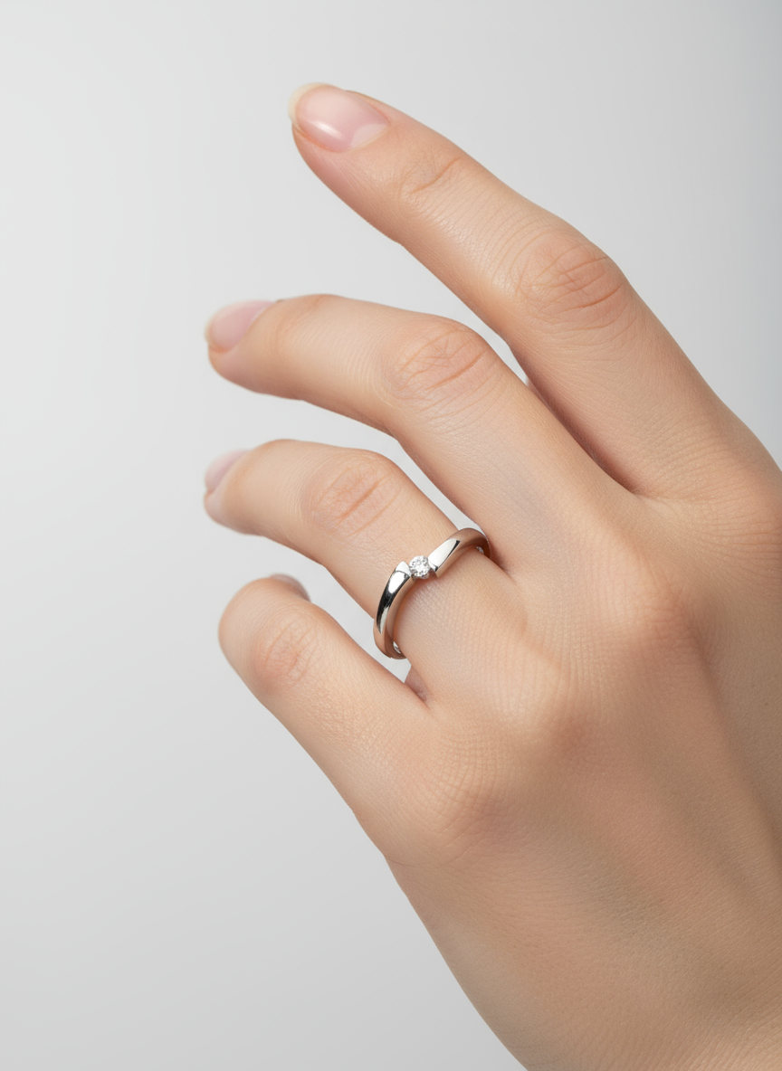 Anillo OF1505 en oro blanco 14k con diamante natural .08ct