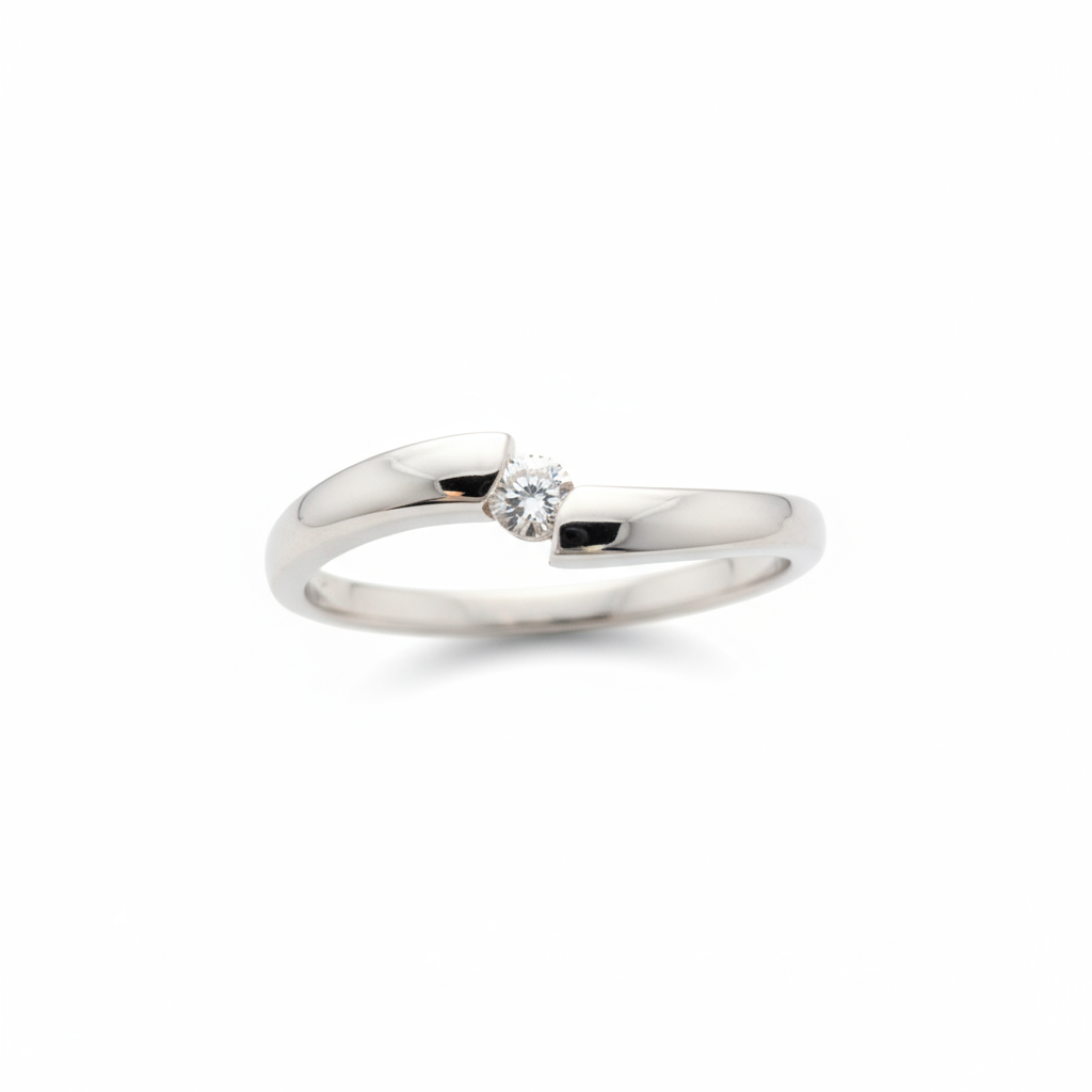 Anillo OF1505 en oro blanco 14k con diamante natural .08ct