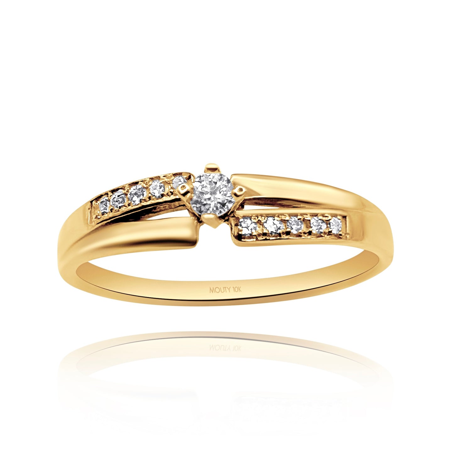 10K yellow gold ring with white zirconias Cod: MAN237
