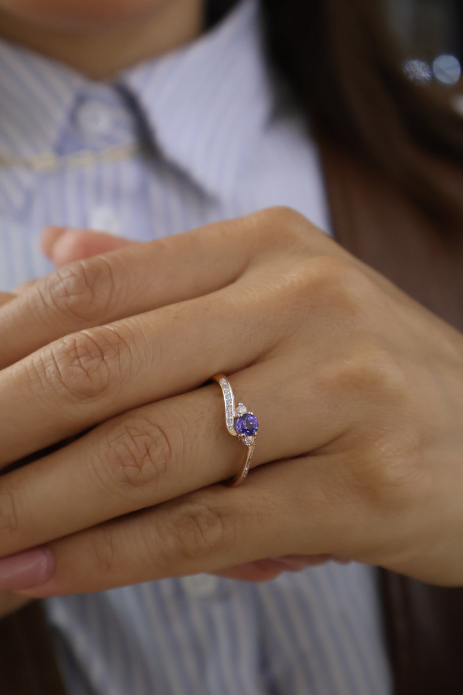 Anillo Madelyne en Oro 14k  con Tanzanita 0.40 ct