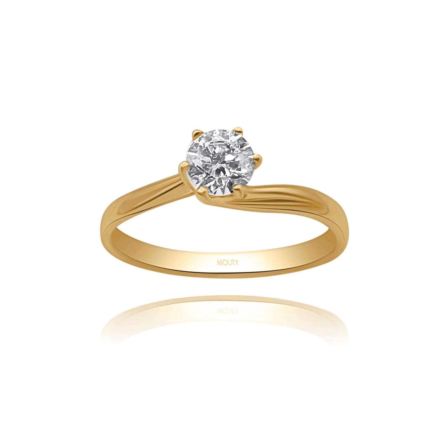 Ring in 14k yellow gold with white zirconia MAN254