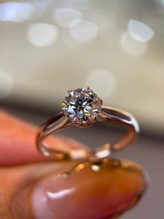 Anillo en Oro Rosa 14k con Moissanita 1.0ct Mod.15900